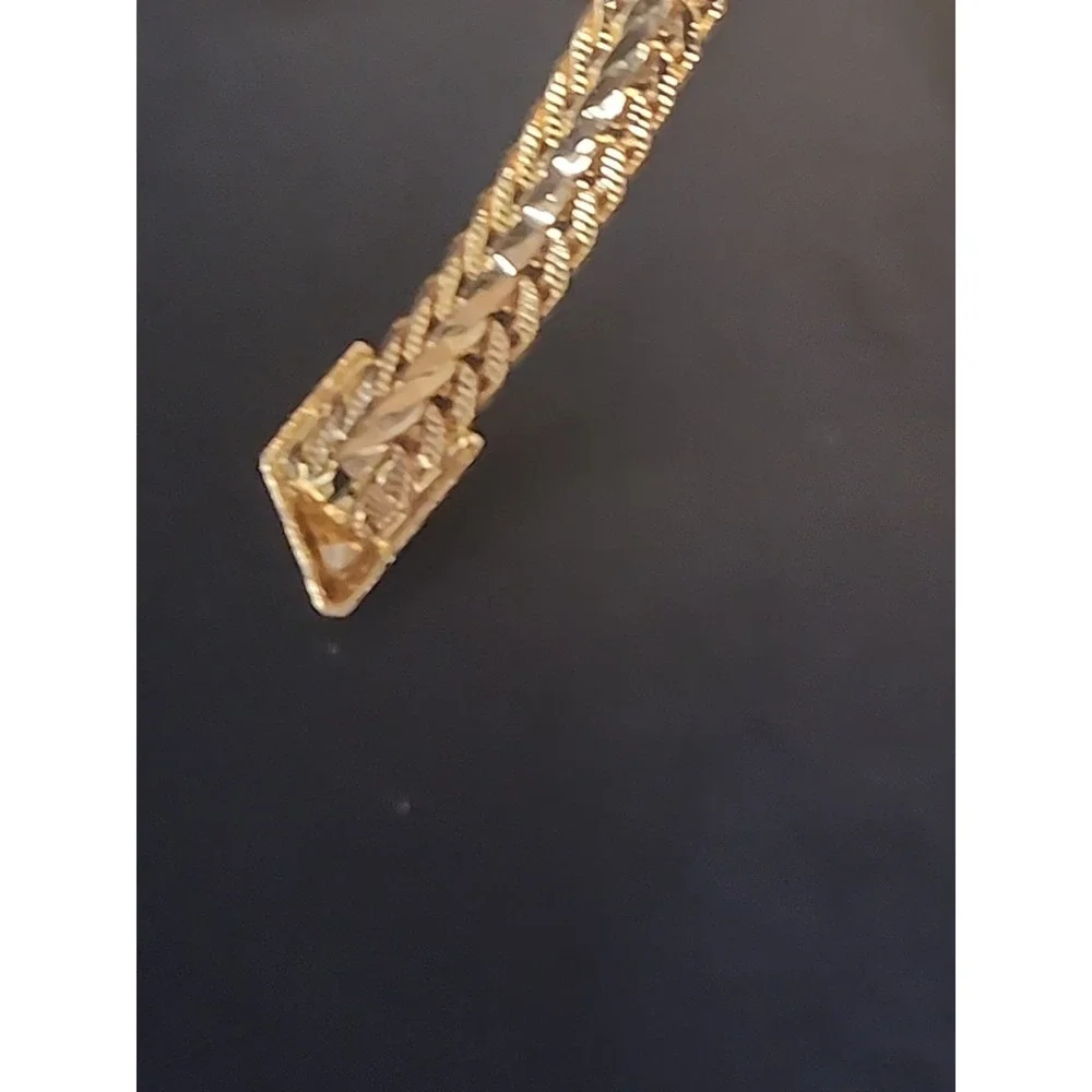 Vintage Goldtoned Snake Chain Bow Brooch Pin 3